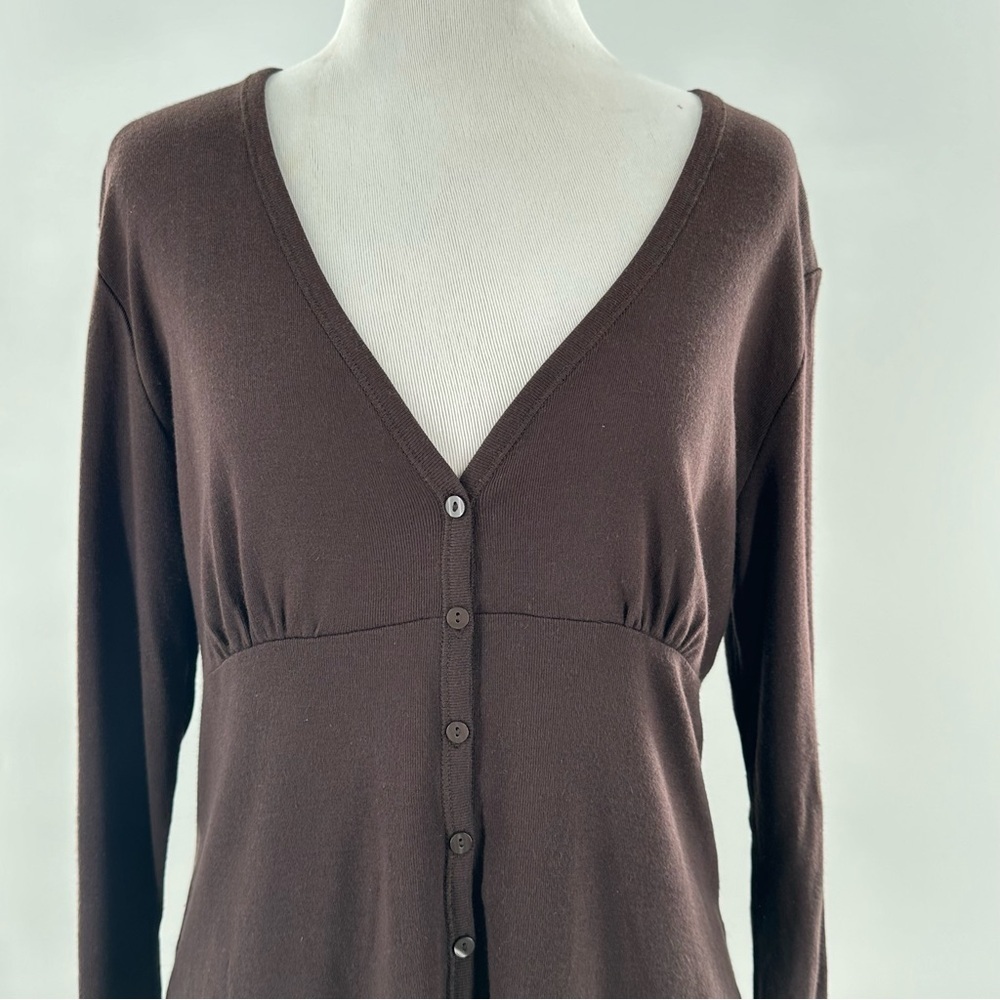 Talbots sweater size S brown 55% Pima cotton v-neck cardigan vintage y2k 2000s - Picture 3 of 11